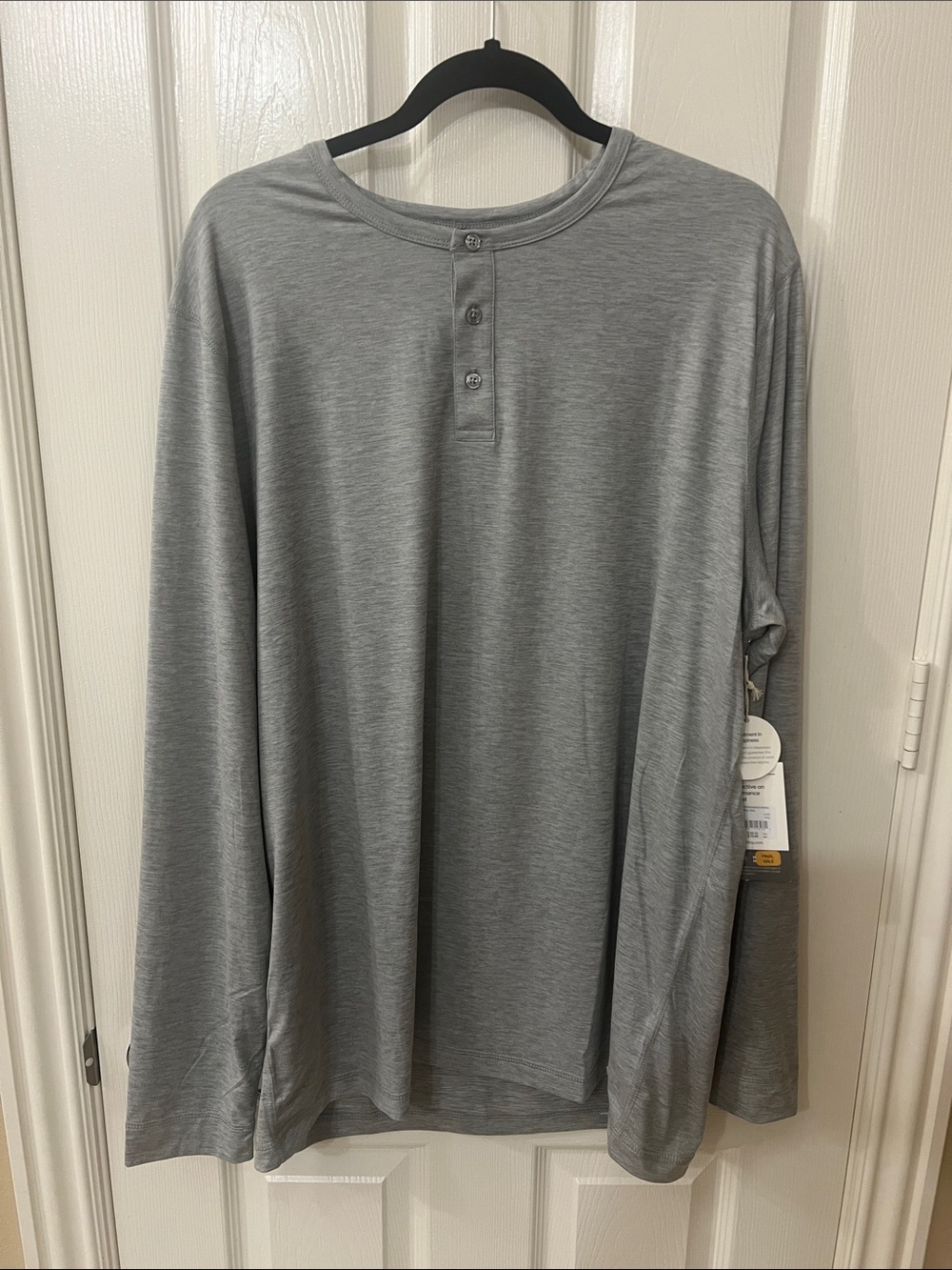 Vuori Gray Ease Performance Long-Sleeve Henley Shirt